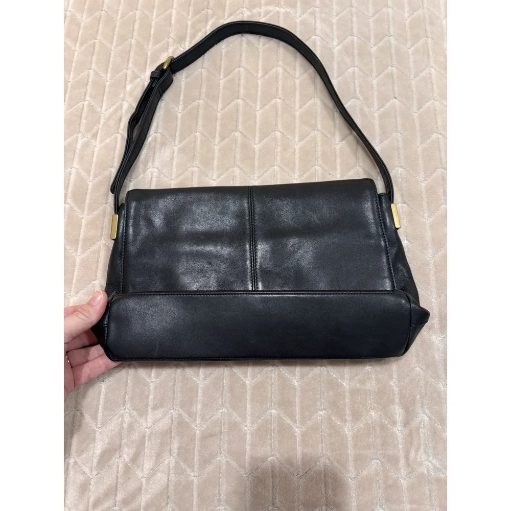 Vintage Liz Claiborne Villager Black Leather Shoulder Bag Office Siren Y2K Purse